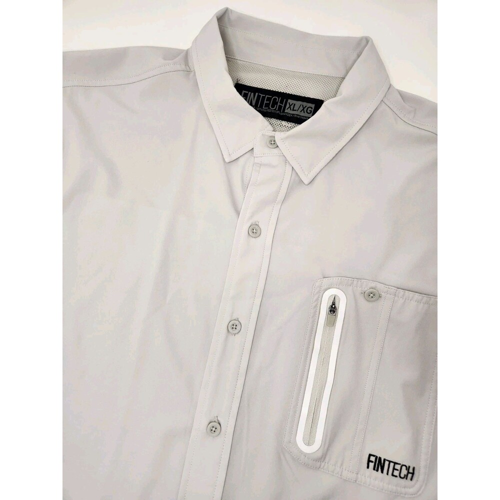 Fintech Fishing Shirt Men's XL Gray Short‎ Sleeve Button Up Performance Vented
